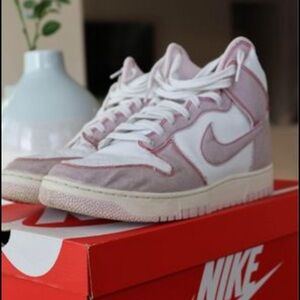 Nike Dunk High 1985. Size 11.5. Color Barely Rose denim.
